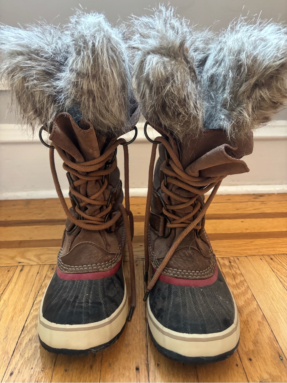 Sorel Joan of Arctic Faux Fur-Trim Lace-Up Winter Boots